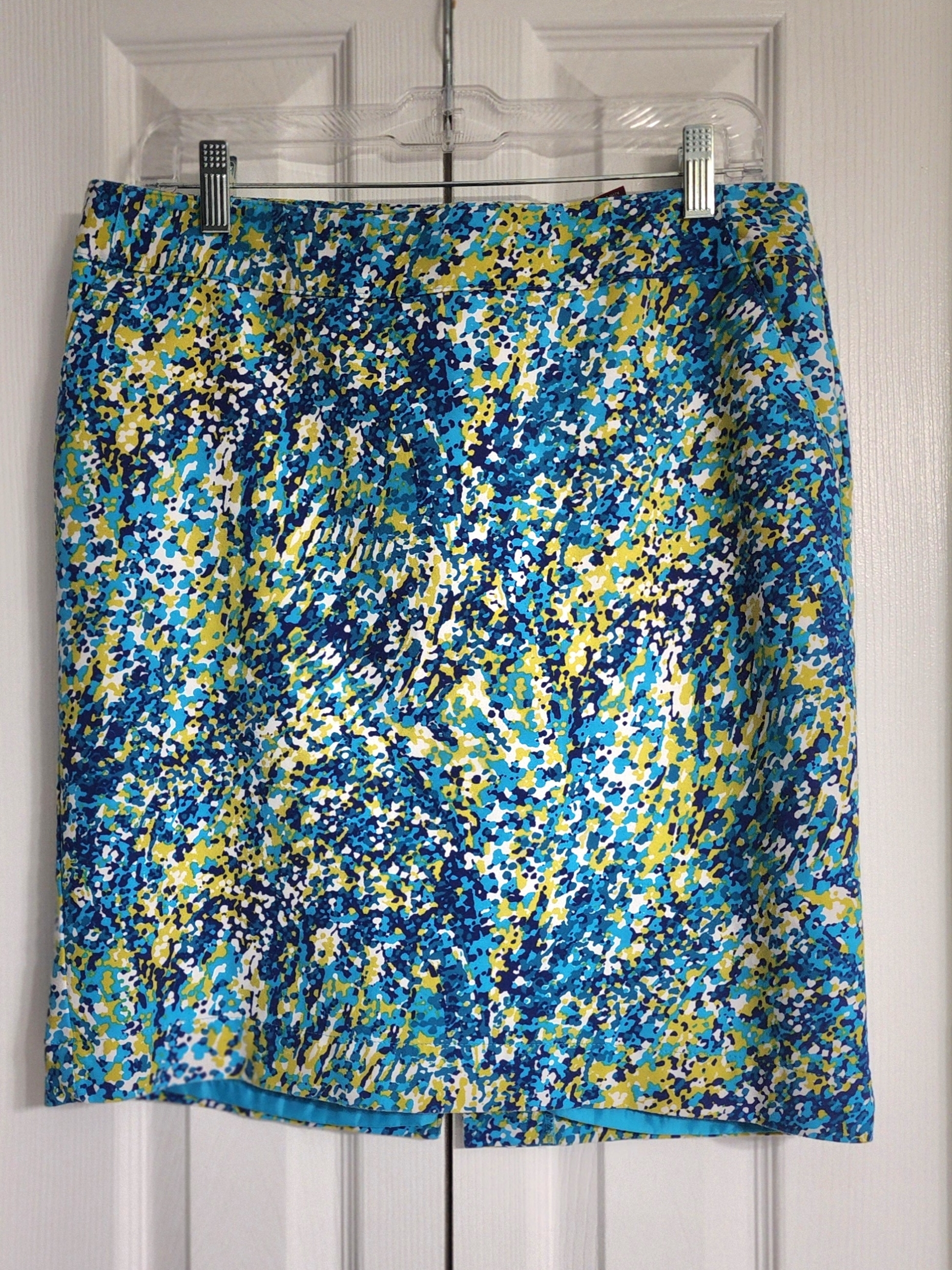 Mini Skit In Blue, Aqua & Yellow Abstract Print Size 10